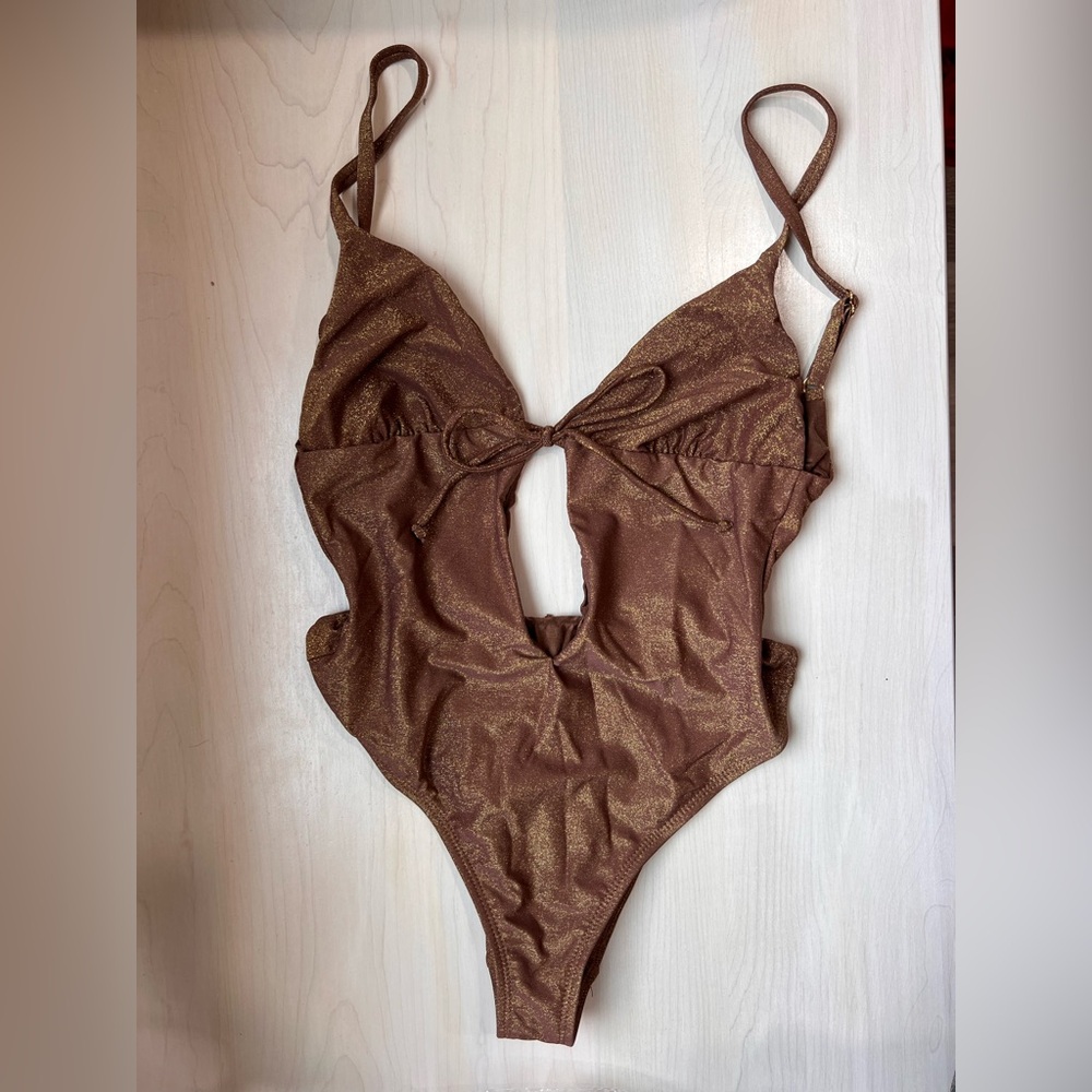 12th Tribe Castillo Bronze One Piece Swimsuit Size XSXS